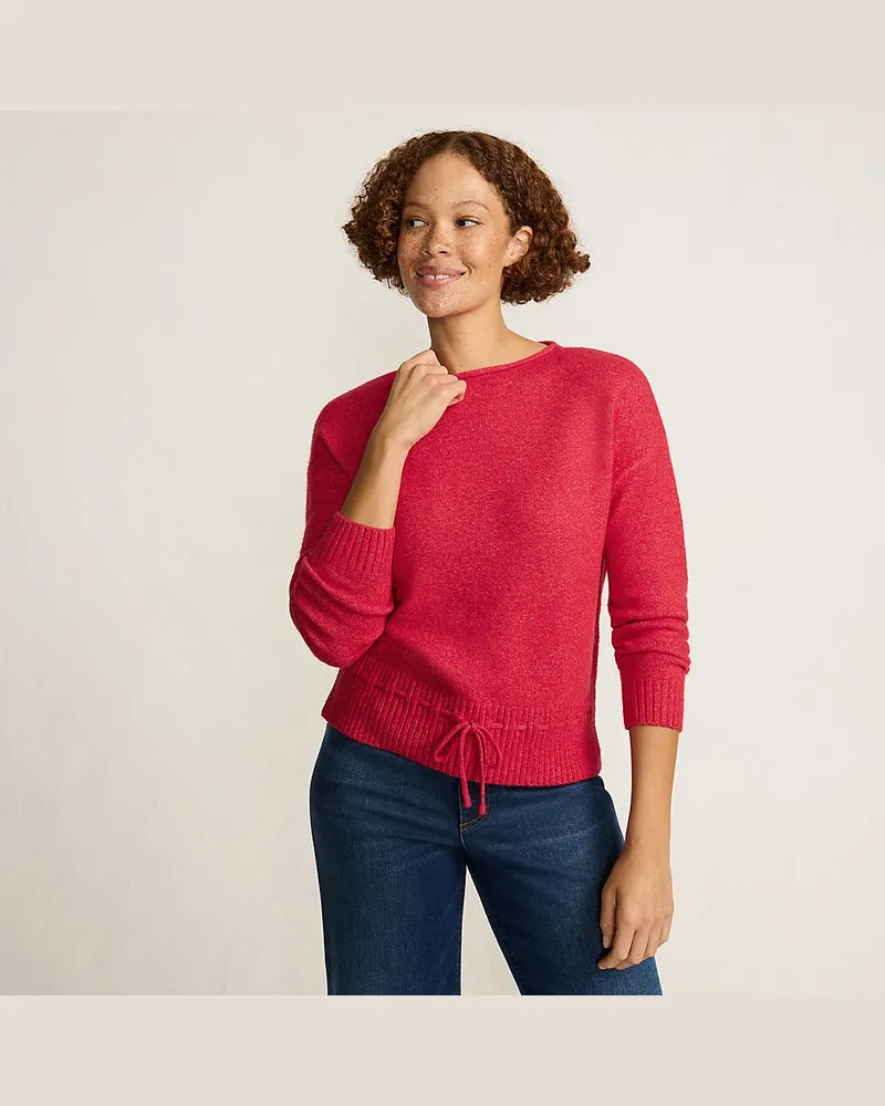 Lands' End Wool Touch Pullover mit Bändchenzug-Saum, Damen, Größe petite, Rot, Wolle/Polyester/Viskose, by Rot