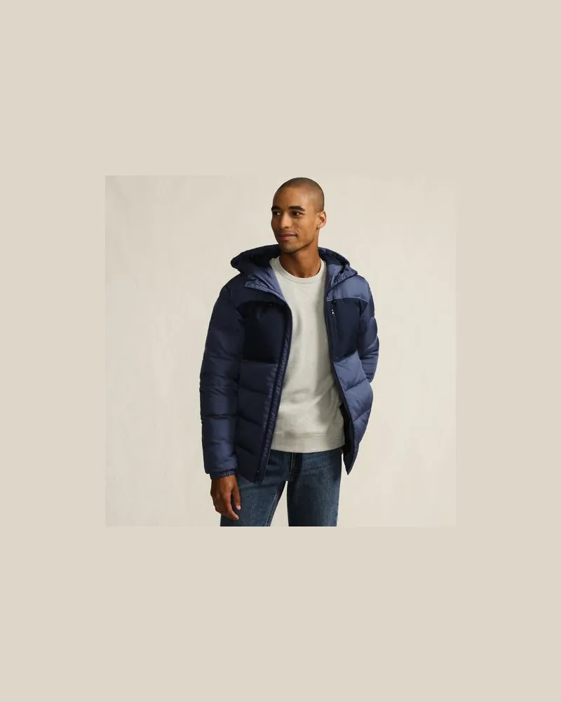 Lands' End Daunen-Kapuzenjacke Colorblock, Herren, Größe:48-50 regular, Blau, Polyester, by Blau