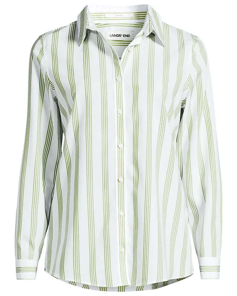 Lands' End Bügelfreie Baumwoll-Bluse, Damen, Größe regular, Weiß, Baumwolle, by Weiß