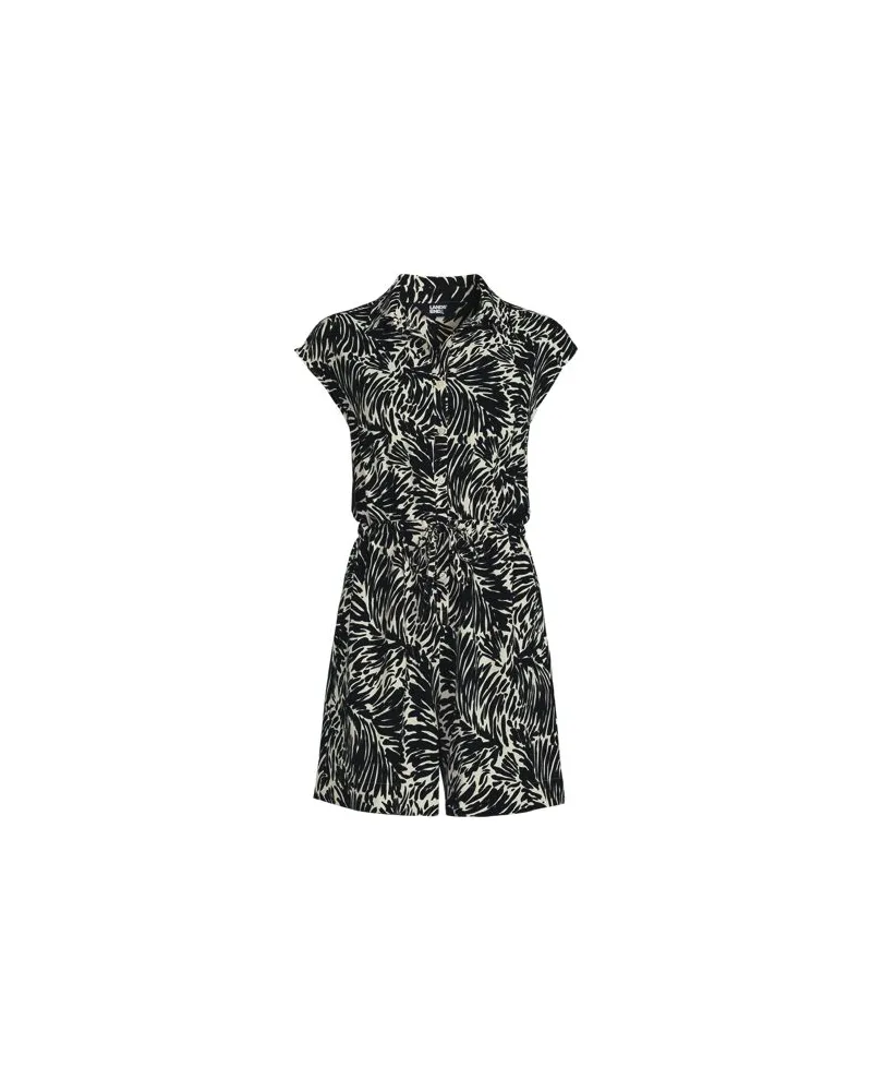 Lands' End Kurzer Jumpsuit Knitterfrei, Damen, Größe regular, Schwarz, Polyester, by Schwarz