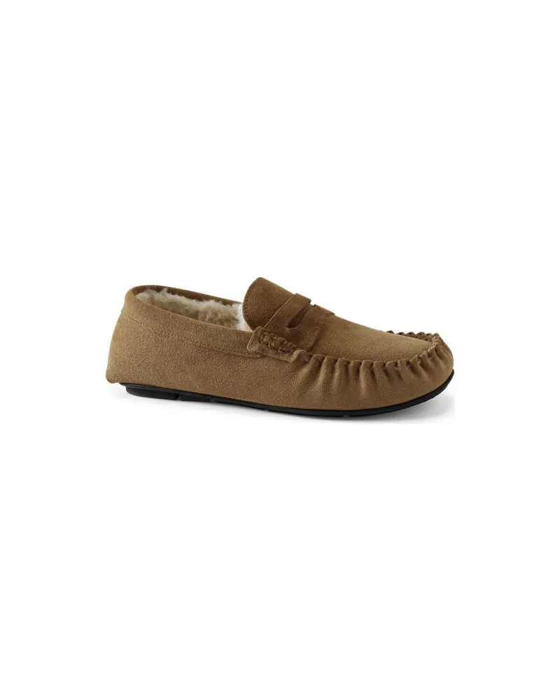 Lands' End Veloursleder-Mokassins, Herren, Größe regular, Braun, Polyester, by Braun