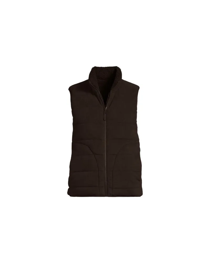 Lands' End Fleece-Steppweste zum Wenden, Damen, Größe regular, Braun, Polyester, by Braun