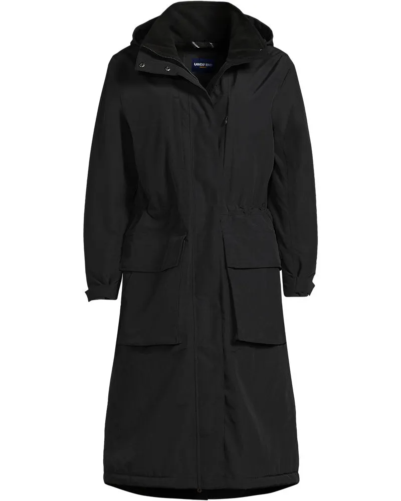 Lands' End Wasserdichter Isolierter Stadion-Kapuzenmantel Squall, Damen, Größe petite, Schwarz, Nylon, by Schwarz