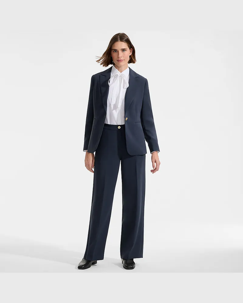 Lands' End Crêpe-Blazer, Damen, Größe petite, Blau, Polyester, by Blau