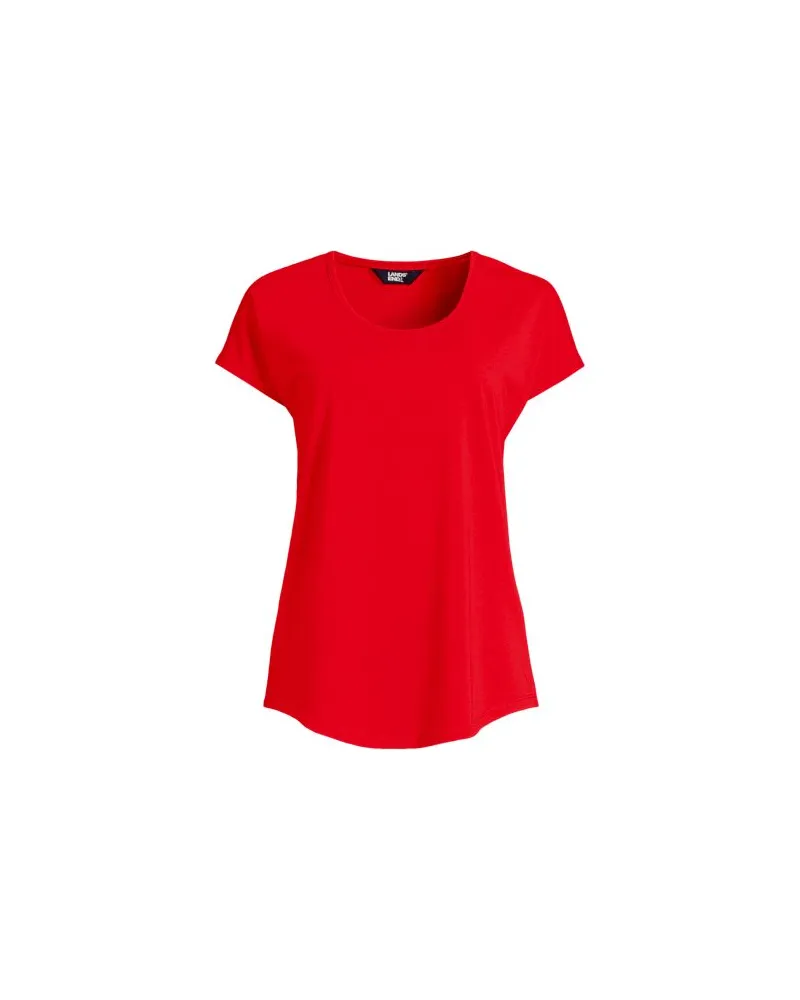 Lands' End Shirt aus Baumwolle/Modal-Mix mit Ballettausschnitt, Damen, Größe regular, Rot, Baumwolle/Baumwoll-Mischung/Baumwolle Modal, by Rot