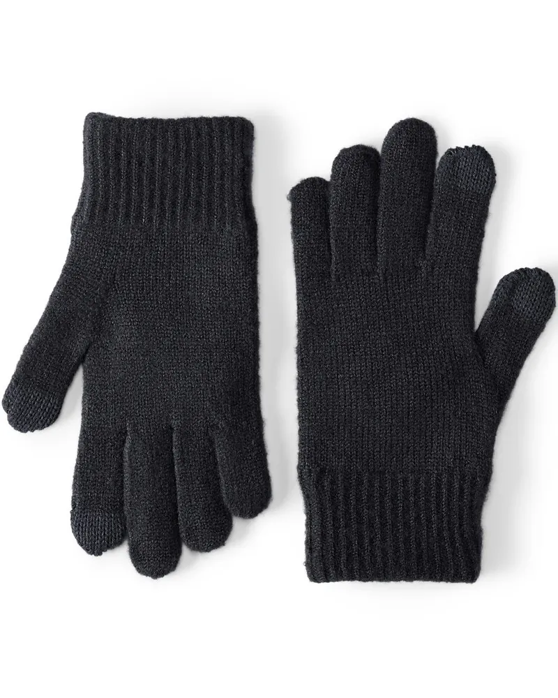 Lands' End CashTouch Strickhandschuhe, Herren, Größe regular, Schwarz, Elasthan/Polyacryl/Nylon-Mischung, by Schwarz
