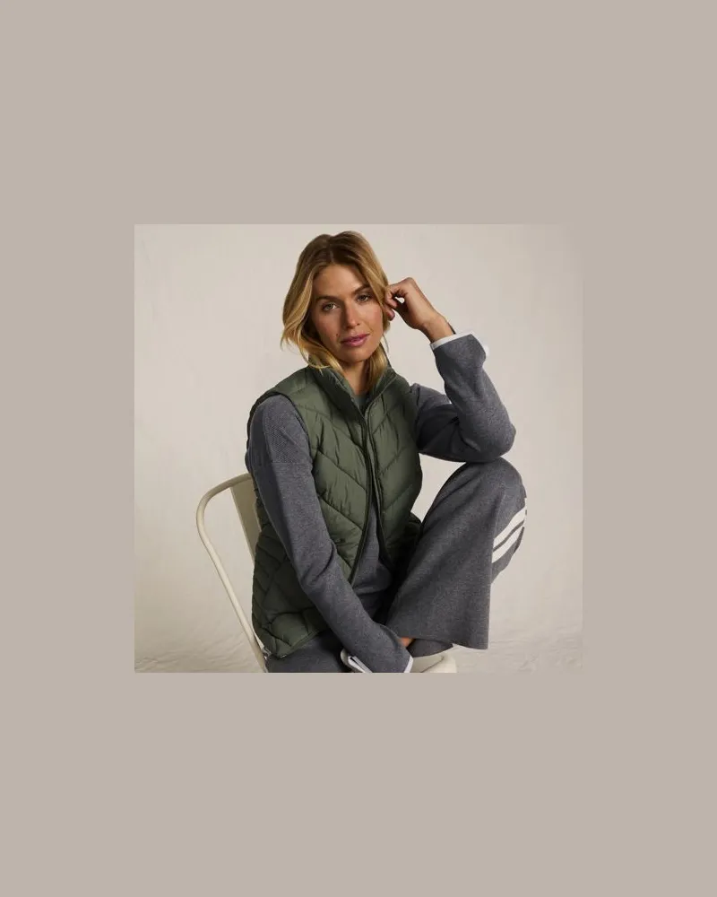 Lands' End Isolierte Steppweste FeatherFree, Damen, GrÃ¶ÃŸe petite, GrÃ¼n, Polyester, by Grã¼n