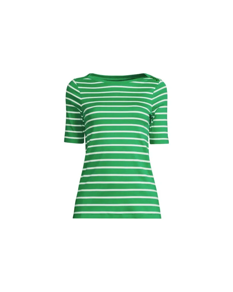 Lands' End Supima-Shirt aus Baumwolle mit U-Boot-Ausschnitt, Damen, Größe plus, Grün, Baumwolle, by Grün