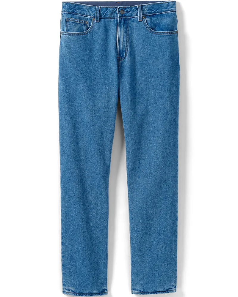 Lands' End Flanellgefütterte Stretch-Jeans mit Komfortbund, Classic Fit, Herren, Größe regular, Blau, Elasthan/Baumwoll-Mischung, by Blau