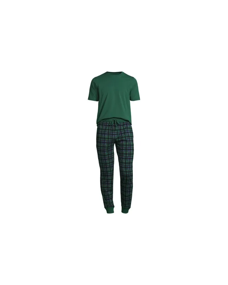 Lands' End Pyjama-Set aus Baumwoll-Jersey, Herren, Größe:48-50 regular, Grün, Baumwoll-Mischung, by Grün