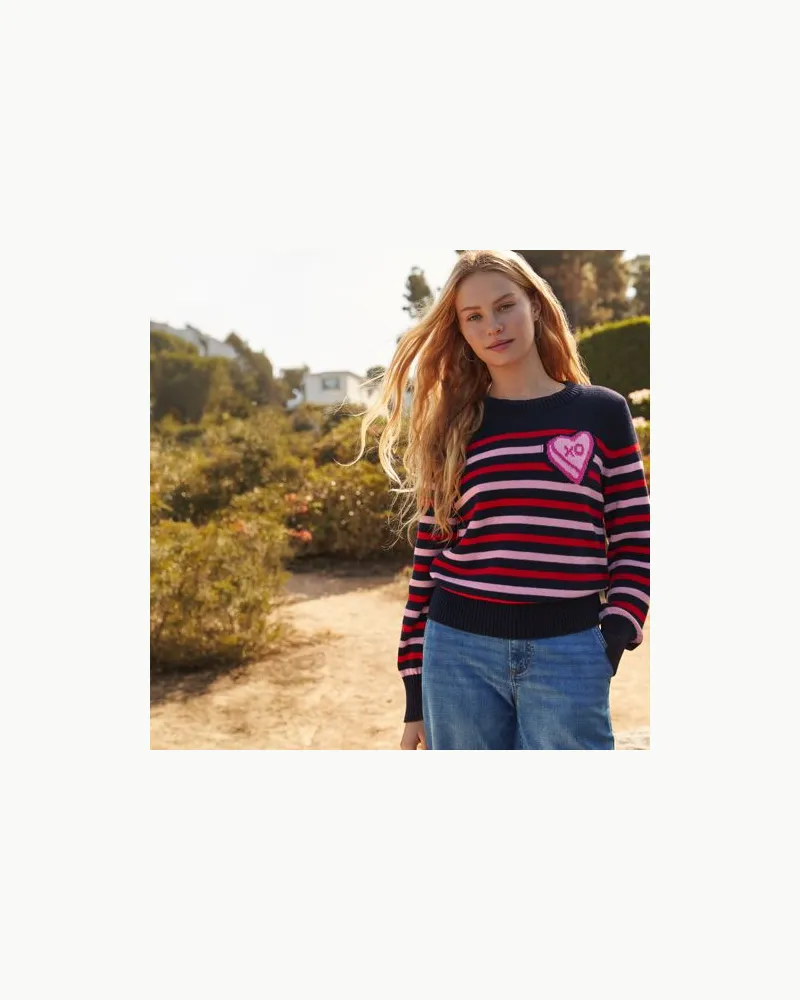 Lands' End Jacquard-Pullover DRIFTER mit Ballonärmeln, Damen, Größe regular, Blau, Baumwolle, by Blau