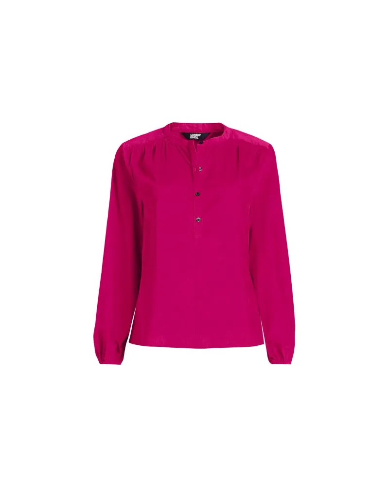 Lands' End Feincord-Bluse mit Raffungen, Damen, Größe regular, Rot, Baumwolle, by Rot