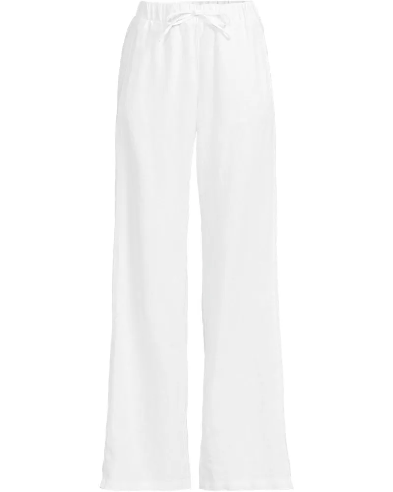 Lands' End Weite Premium Reinleinen-Schlupfhose, Damen, Größe:34 regular, Weiß, Leinen, by Weiß