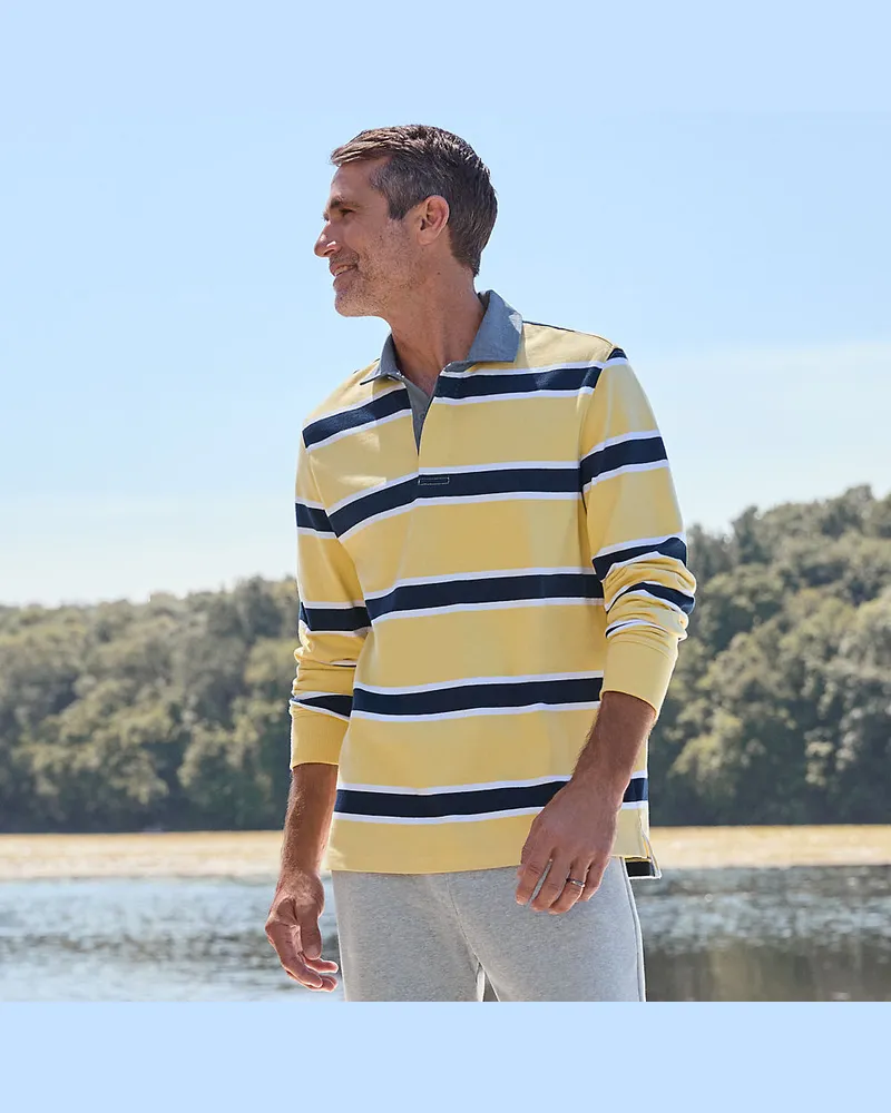 Lands' End Langarm-Polo, Classic Fit, Herren, Größe tall, Gelb, Baumwolle, by Gelb