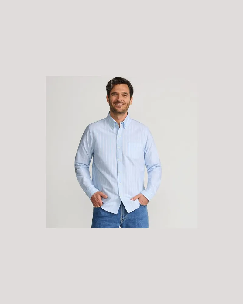 Lands' End Oxfordhemd Sail Rigger, Tailored Fit, Herren, Größe:52-54 regular, Blau, Baumwolle, by Blau