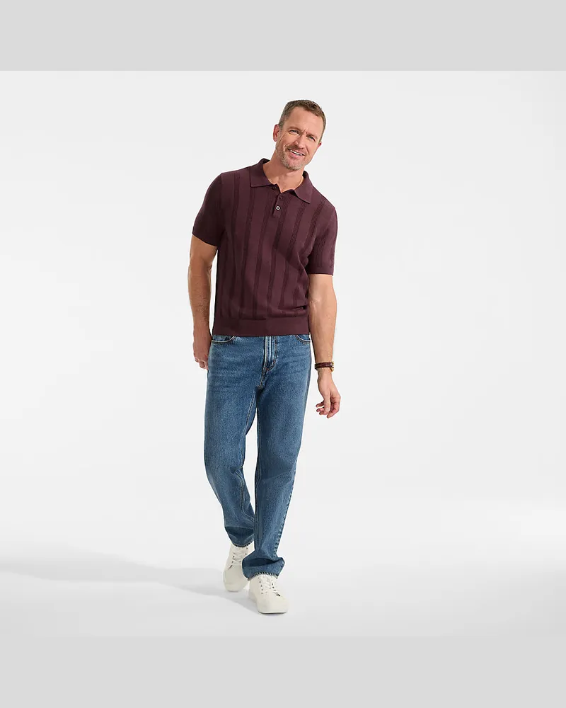 Lands' End Kurzärmeliges Poloshirt aus Baumwolle/Seidenmix, Herren, Größe regular, Rot, by Rot