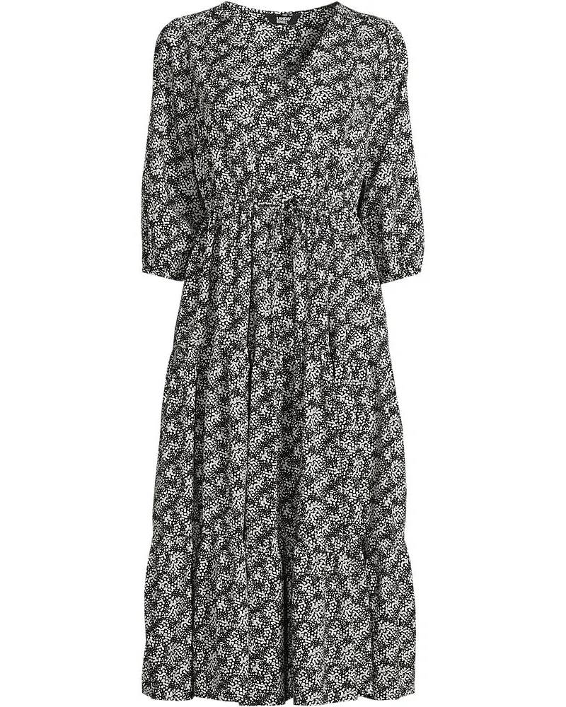 Lands' End Midikleid mit Stufenrock, Damen, Größe regular, Schwarz, by Schwarz