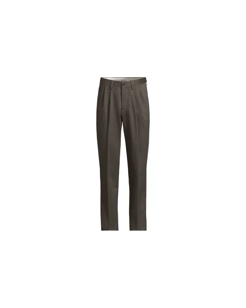 Lands' End Bügelleichte Chinohose mit Bundfalten, Komfortbund, Classic Fit, Herren, Größe regular, Braun, by Braun
