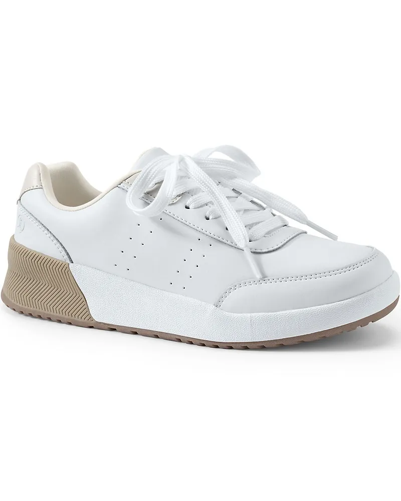 Lands' End Active-Sneaker aus Leder, Damen, Größe regular, Weiß, Leder/Rauleder/Polyurethan, by Weiß