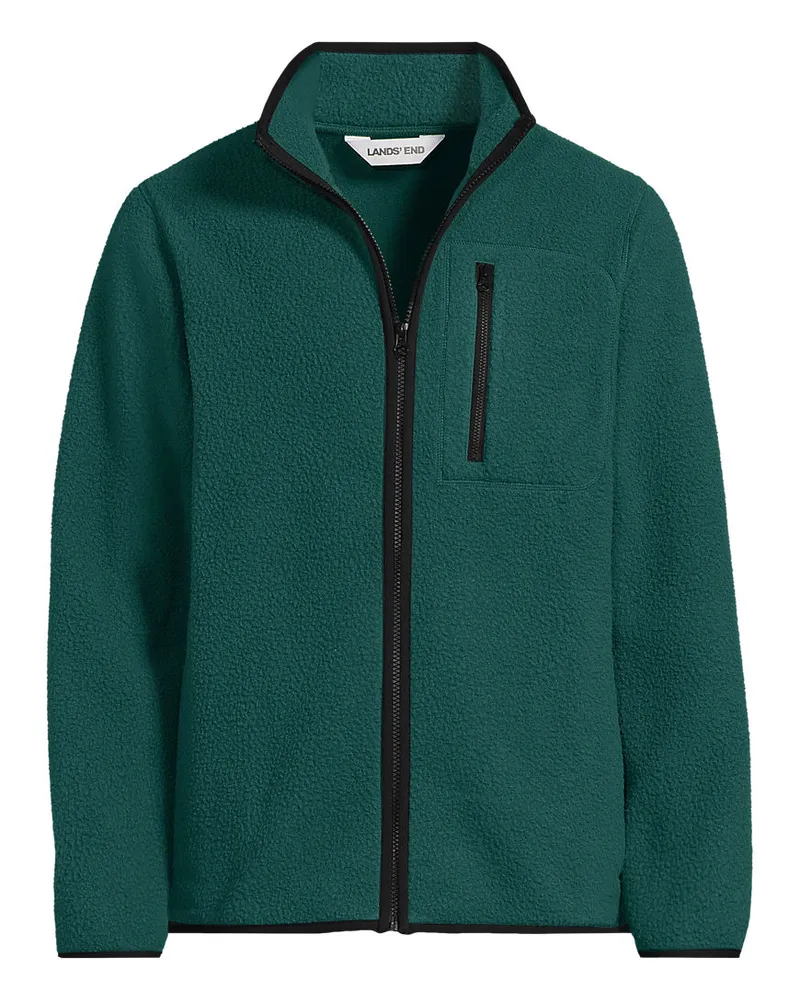 Lands' End Teddyfleece-Jacke mit Reißverschluss, Herren, Größe regular, Grün, Polyester, by Grün