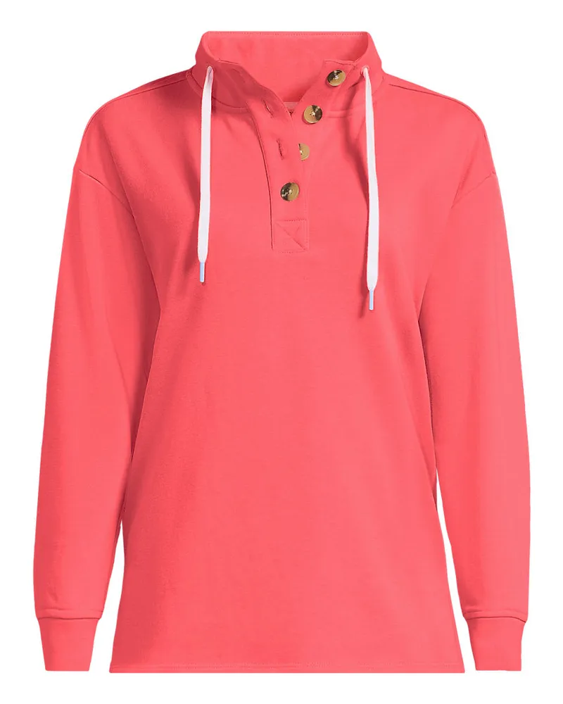 Lands' End Pullover SERIOUS SWEATS mit Knopfleiste, Damen, Größe plus, Orange, Baumwoll-Mischung/Polyester-Mischung, by Orange