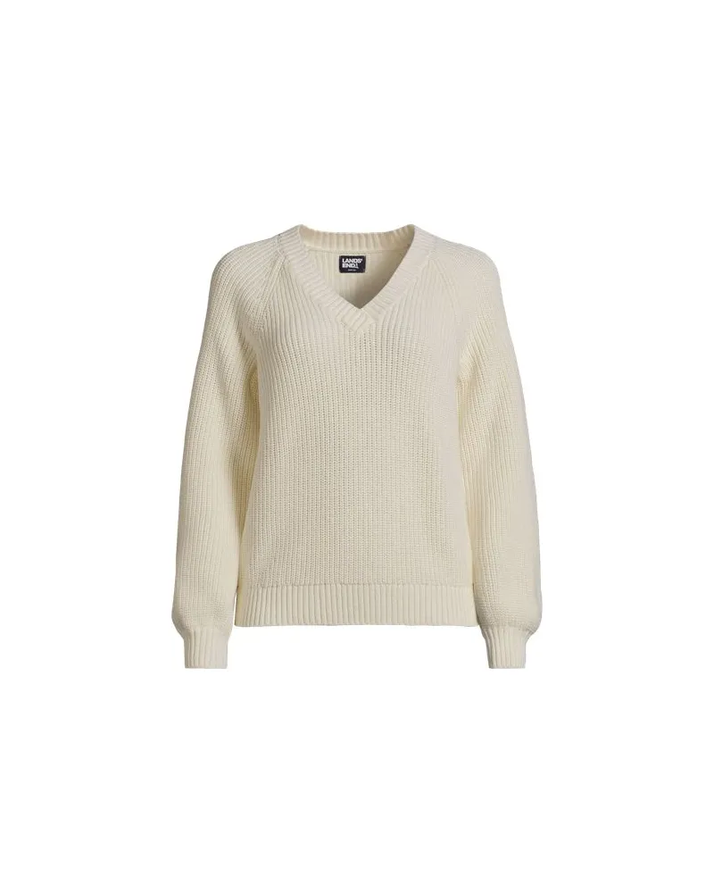Lands' End Baumwollpullover DRIFTER mit Ballonärmeln, Damen, Größe:44-46 regular, Weiß, Baumwolle, by Weiß