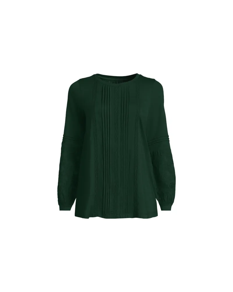 Lands' End Biesenshirt aus Baumwoll/Modalmix, Damen, Größe regular, Grün, Baumwoll-Mischung/Viskose-Mischung, by Grün