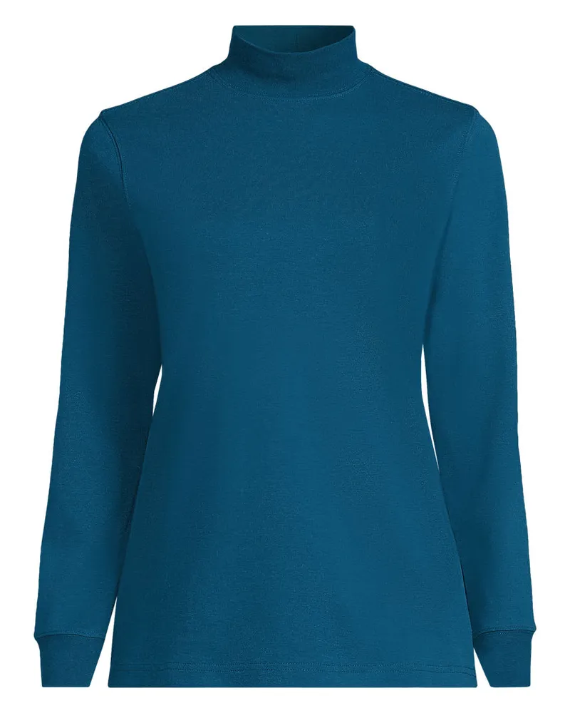 Lands' End Stehkragen-Shirt, Damen, Größe plus, Blau, Baumwolle, by Blau