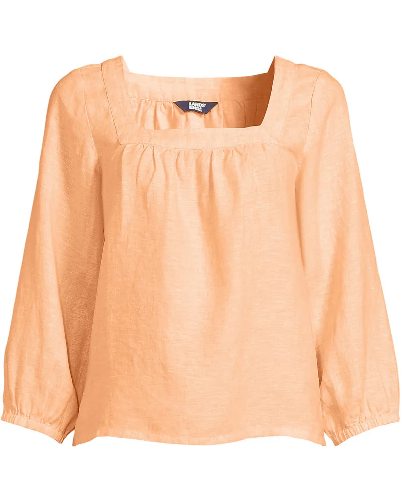 Lands' End Leinen-Bauernbluse mit 3/4-Ã„rmeln, Damen, GrÃ¶ÃŸe plus, GrÃ¼n, Leinen, by Grã¼n