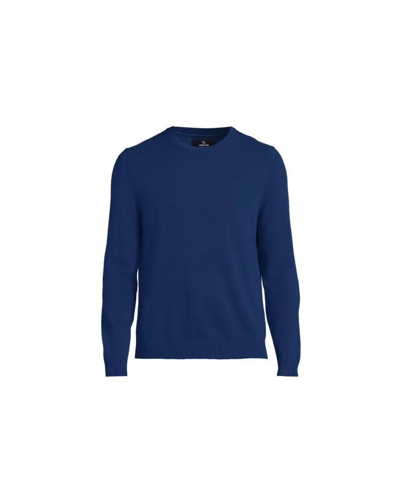 Lands' End Kaschmirpullover mit rundem Ausschnitt, Herren, Größe regular, Blau, Kaschmir, by Blau