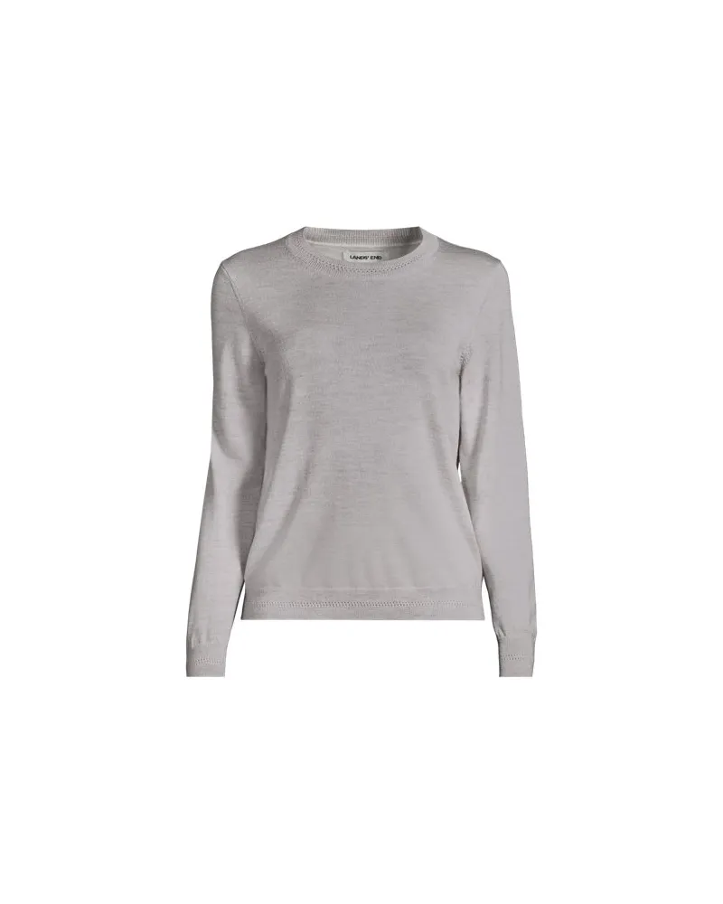Lands' End Merino-Pullover, Damen, Größe petite, Grau, Wolle, by Grau