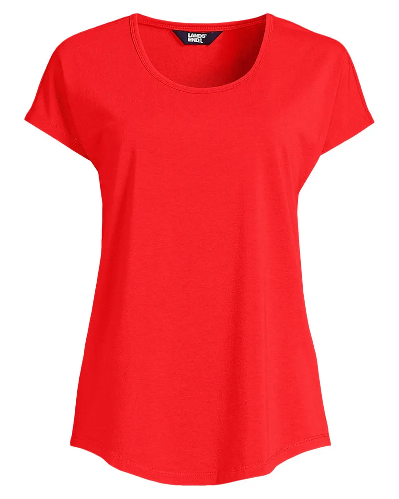 Lands' End Shirt aus Baumwolle/Modal-Mix mit Ballettausschnitt, Damen, Größe petite, Rot, Baumwolle/Baumwoll-Mischung/Baumwolle Modal, by Rot