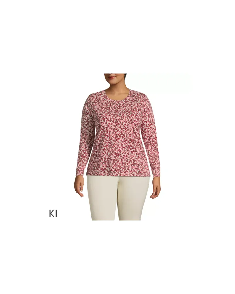 Lands' End Supima-Shirt, Langarm, Damen, Größe plus, Orange, Baumwolle, by Orange