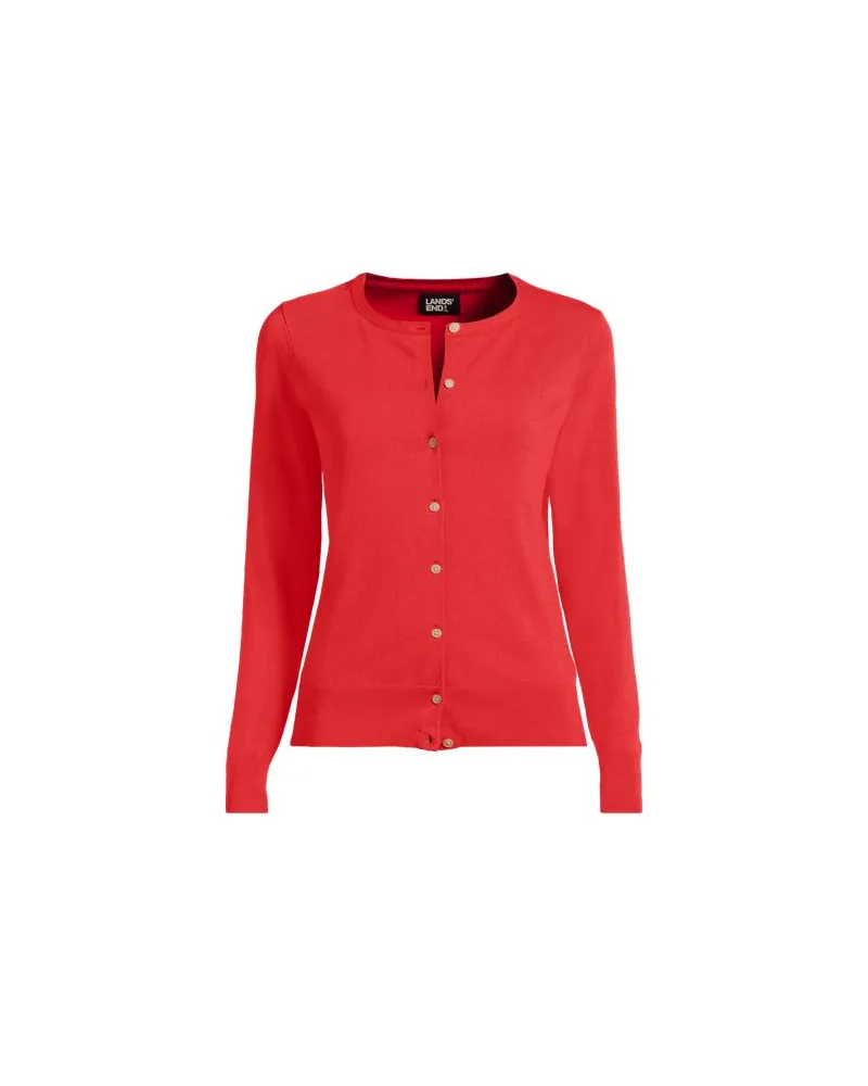 Lands' End Supima Feinstrick-Cardigan, Damen, Größe plus, Orange, Baumwoll-Mischung, by Orange