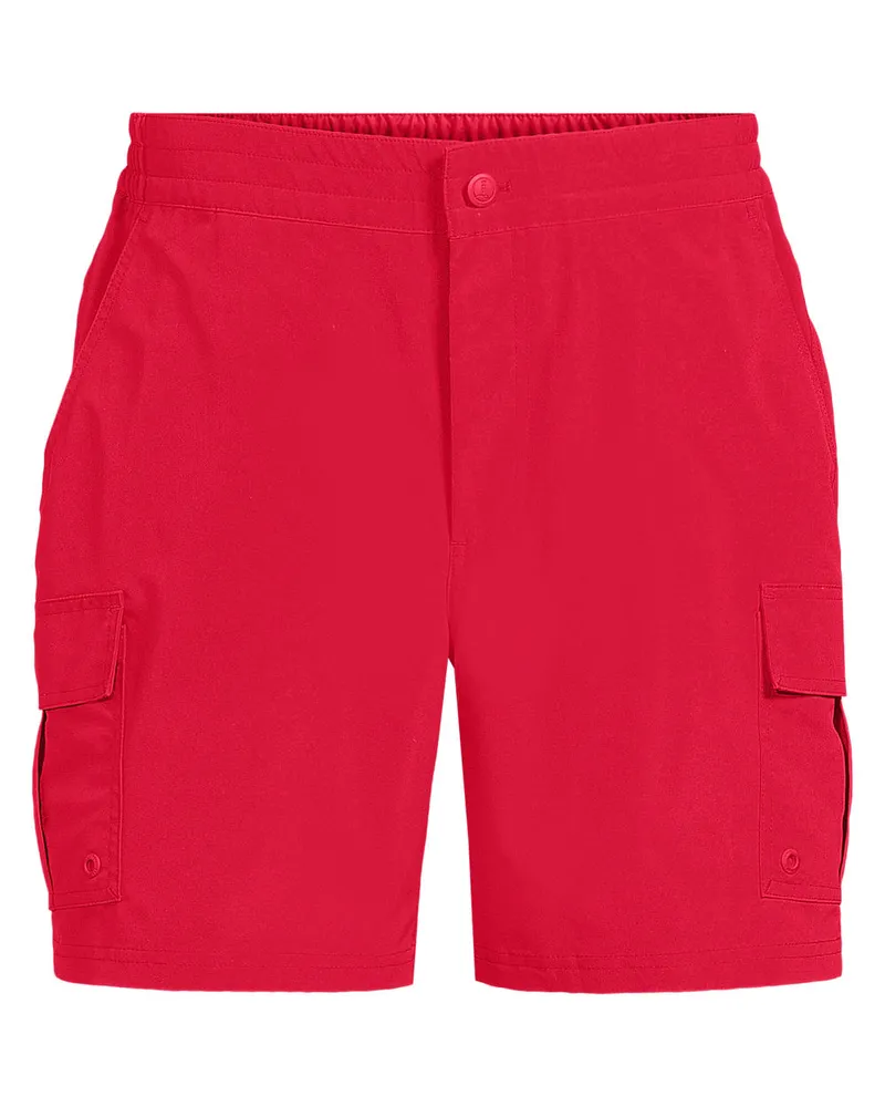 Lands' End Schnelltrocknende UPF 50 Cargo-Badeshorts, 18 cm, Herren, Größe regular, Rot, Elasthan/Polyester-Mischung, by Rot