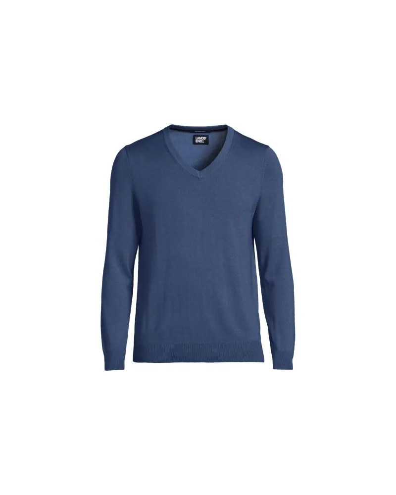Lands' End Merino-Pullover mit V-Ausschnitt, Herren, Größe:44-46 regular, Blau, Wolle, by Blau