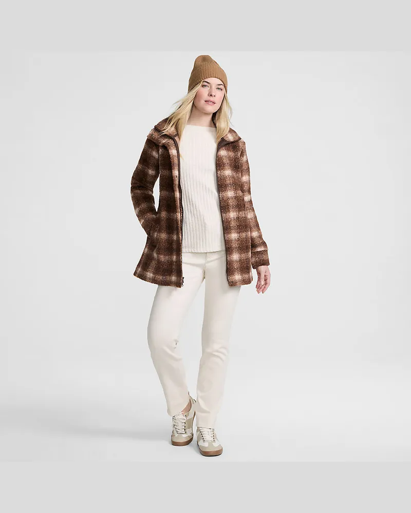 Lands' End Gemusterte Bouclé-Jacke, Damen, Größe petite, Braun, Polyester, by Braun