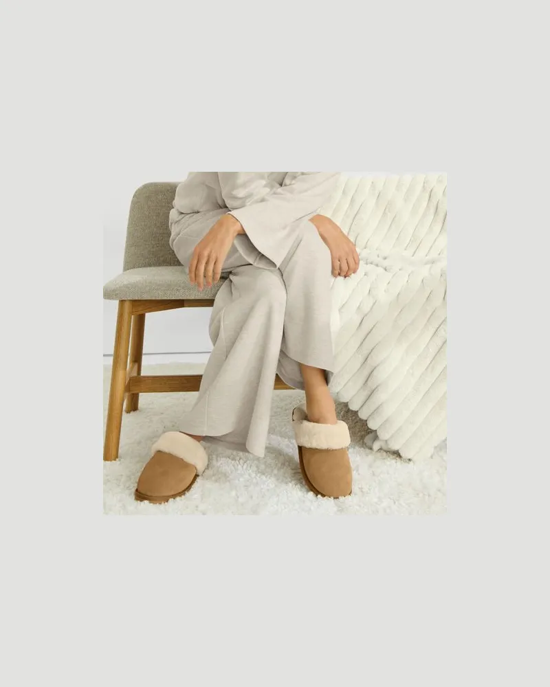 Lands' End Veloursleder-Pantoffeln, Damen, Größe regular, Braun, Wolle/Leder/Rauleder, by Braun