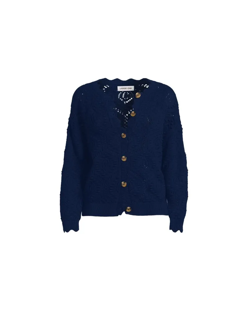 Lands' End Noppencardigan, Damen, Größe:40-42 petite, Blau, Baumwolle, by Blau