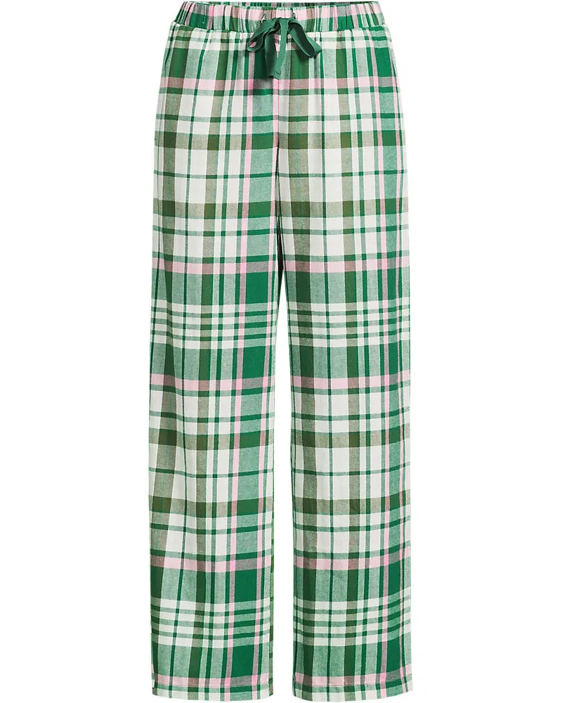 Lands' End Pyjamahose aus reinem Baumwoll-Flanell, Damen, Größe plus, Grün, Baumwolle, by Grün