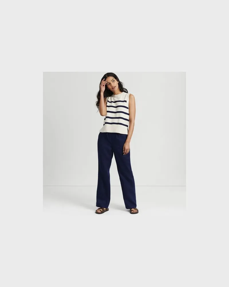 Lands' End Leinen-Schlupfhose mit weitem Bein, Damen, Größe:32-34 petite, Blau, Leinen, by Blau