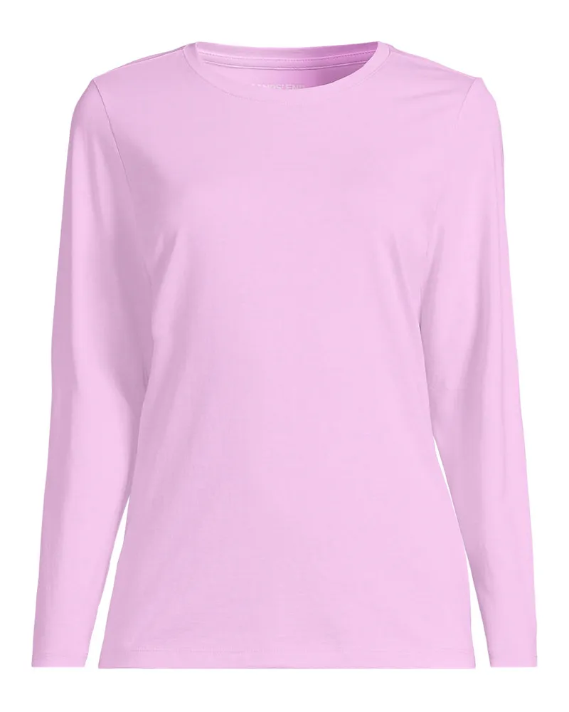 Lands' End Supima-Shirt, Langarm, Damen, Größe regular, Lila, Baumwolle, by Lila