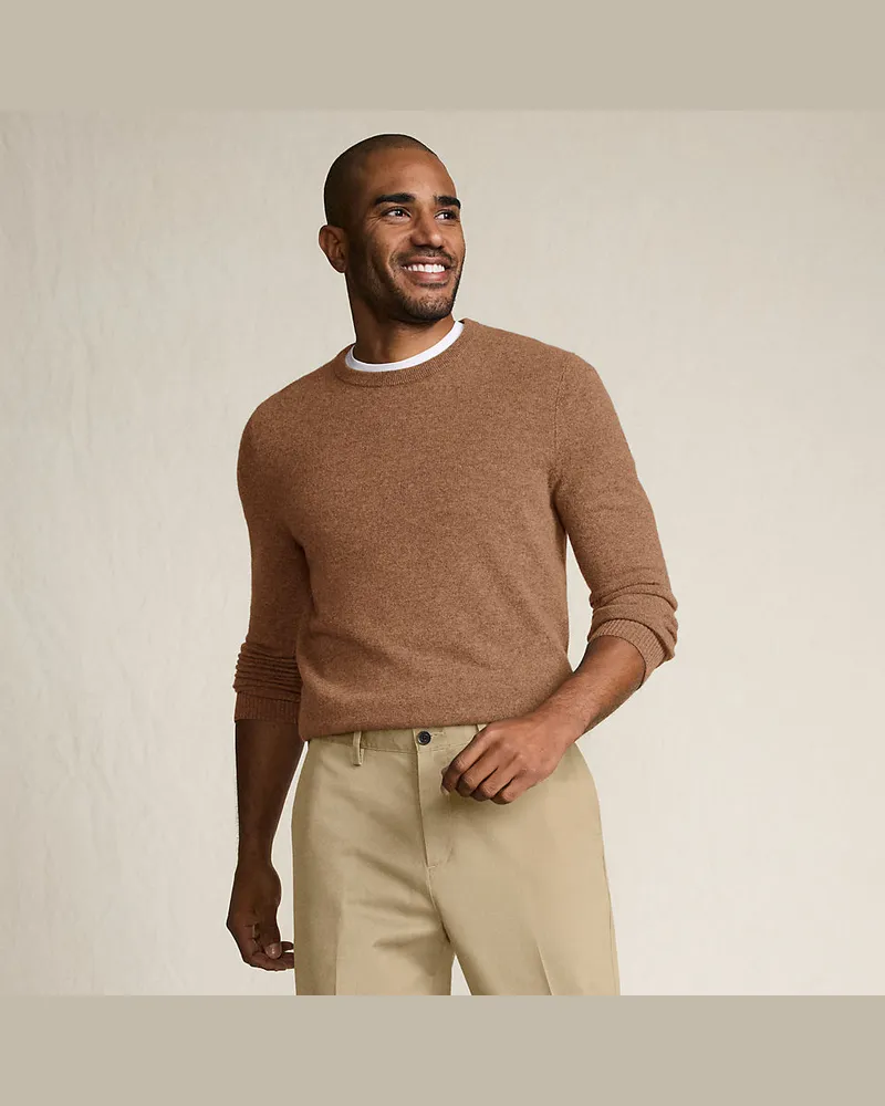 Lands' End Kaschmirpullover mit rundem Ausschnitt, Herren, Größe regular, Braun, Kaschmir, by Braun