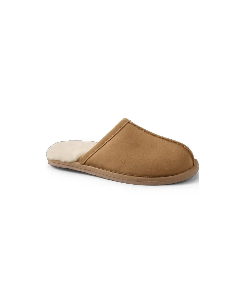 Lands' End Veloursleder-Pantoletten, Herren, Größe regular, Braun, Leder/Rauleder, by Braun