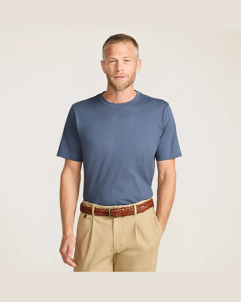 Lands' End Super-T Kurzarm-Shirt, Classic Fit, Herren, Größe tall, Blau, Baumwolle, by Blau