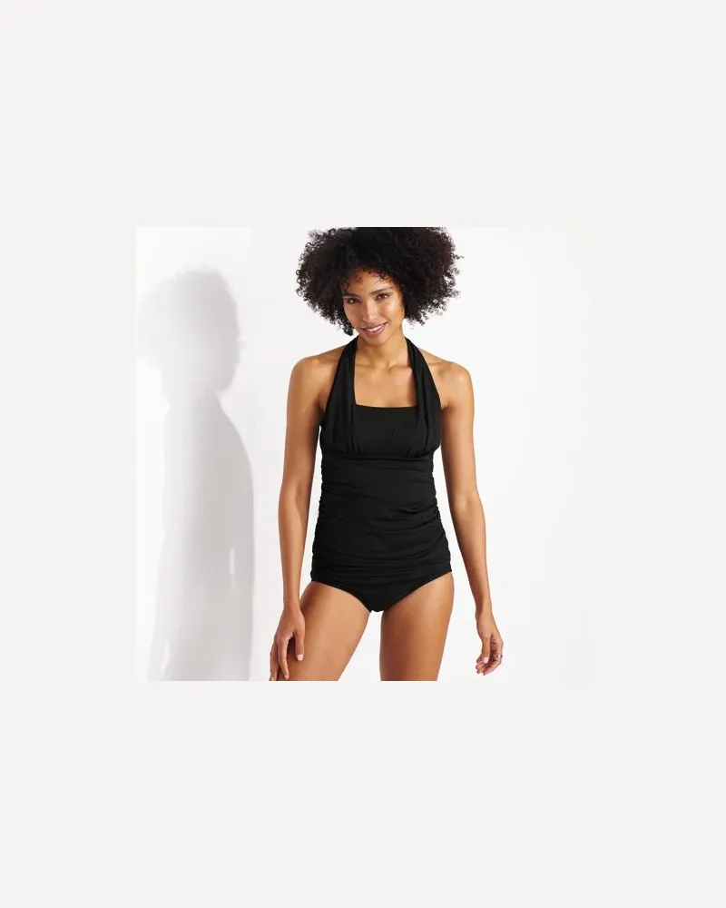 Lands' End Neckholder-Tankinitop CHLORRESISTENT, Damen, Größe regular, Schwarz, Polyester-Mischung/Nylon-Mischung, by Schwarz