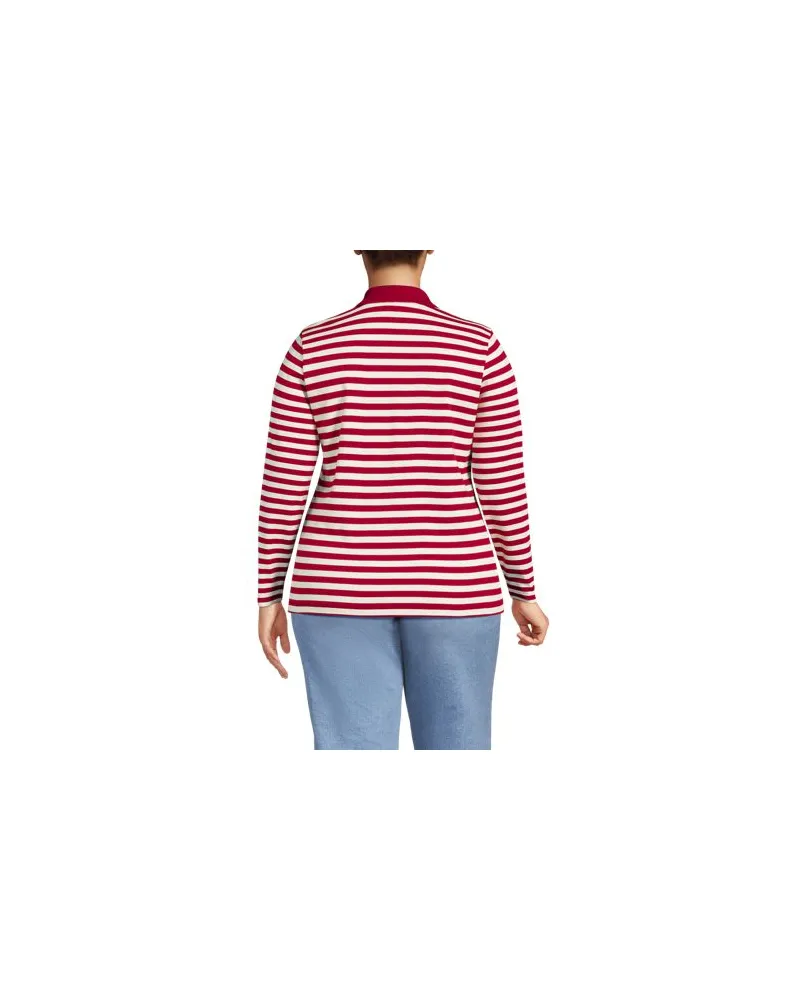 Lands' End Supima-Poloshirt mit langen Ärmeln, Damen, Größe plus, Rot, Baumwolle, by Rot