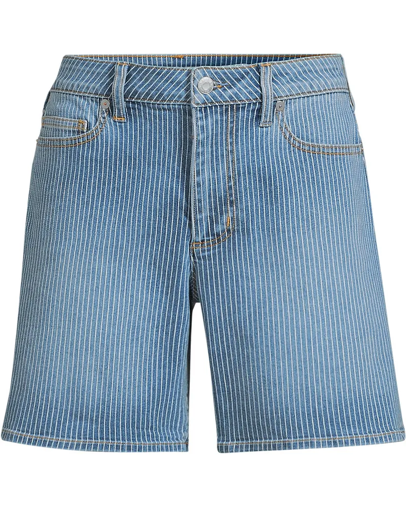 Lands' End Soft Denim Mid Waist Jeansshorts 18 cm, Damen, Größe plus, Blau, Baumwoll-Mischung, by Blau