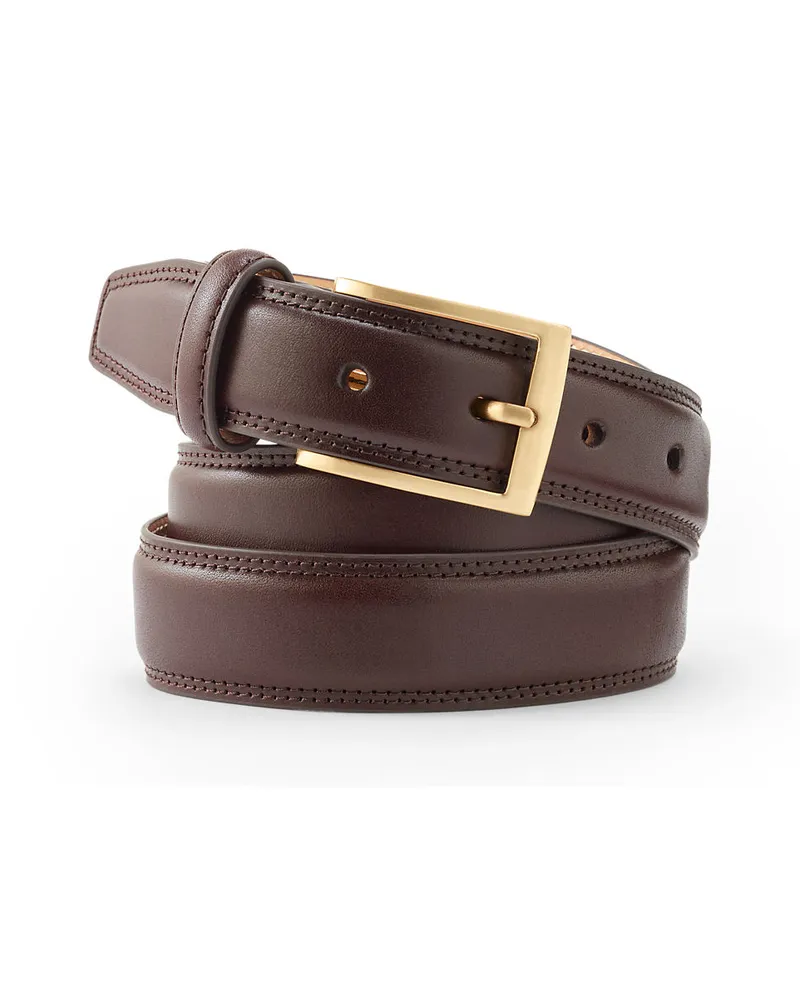 Lands' End Klassischer Gürtel aus Handschuh-Leder, Herren, Größe regular, Braun, Leder/Messing, by Braun