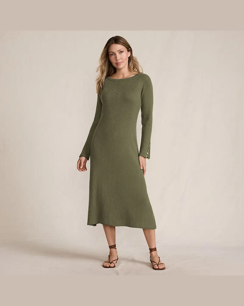 Lands' End Strickkleid Silk Touch, Damen, Größe regular, Grün, Polyester/Nylon/Viskose, by Grün